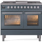 Ilve UPD40FWMPBG Professional Plus Ii 40 Inch Dual Fuel Natural Gas Freestanding Range In Blue Grey With Trim