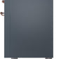 Ilve UP36FNMPBGPLP Nostalgie Ii 36 Inch Dual Fuel Liquid Propane Freestanding Range In Blue Grey With Copper Trim