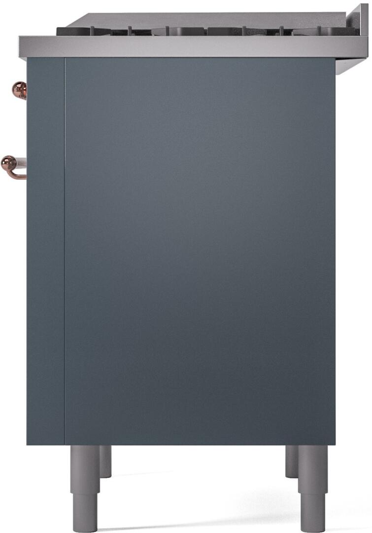 Ilve UP36FNMPBGPLP Nostalgie Ii 36 Inch Dual Fuel Liquid Propane Freestanding Range In Blue Grey With Copper Trim