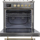 Ilve UM30DNE3SSGLP Majestic Ii 30 Inch Dual Fuel Liquid Propane Freestanding Range In Stainless Steel With Brass Trim