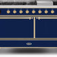 Ilve UM15FDQNS3MBG Majestic Ii 60 Inch Dual Fuel Natural Gas Freestanding Range In Midnight Blue With Brass Trim