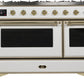 Ilve UM12FDNS3WHG Majestic Ii 48 Inch Dual Fuel Natural Gas Freestanding Range In White With Brass Trim