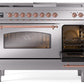 Ilve UP48FSNMPSSP Nostalgie Ii 48 Inch Dual Fuel Natural Gas Freestanding Range In Stainless Steel With Copper Trim