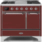 Ilve UMD10FDQNS3BUCLP Majestic Ii 40 Inch Dual Fuel Liquid Propane Freestanding Range In Burgundy With Chrome Trim