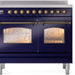 Ilve UPDI406NMPMBB Nostalgie Ii 40 Inch Electric Freestanding Range In Blue With Bronze Trim