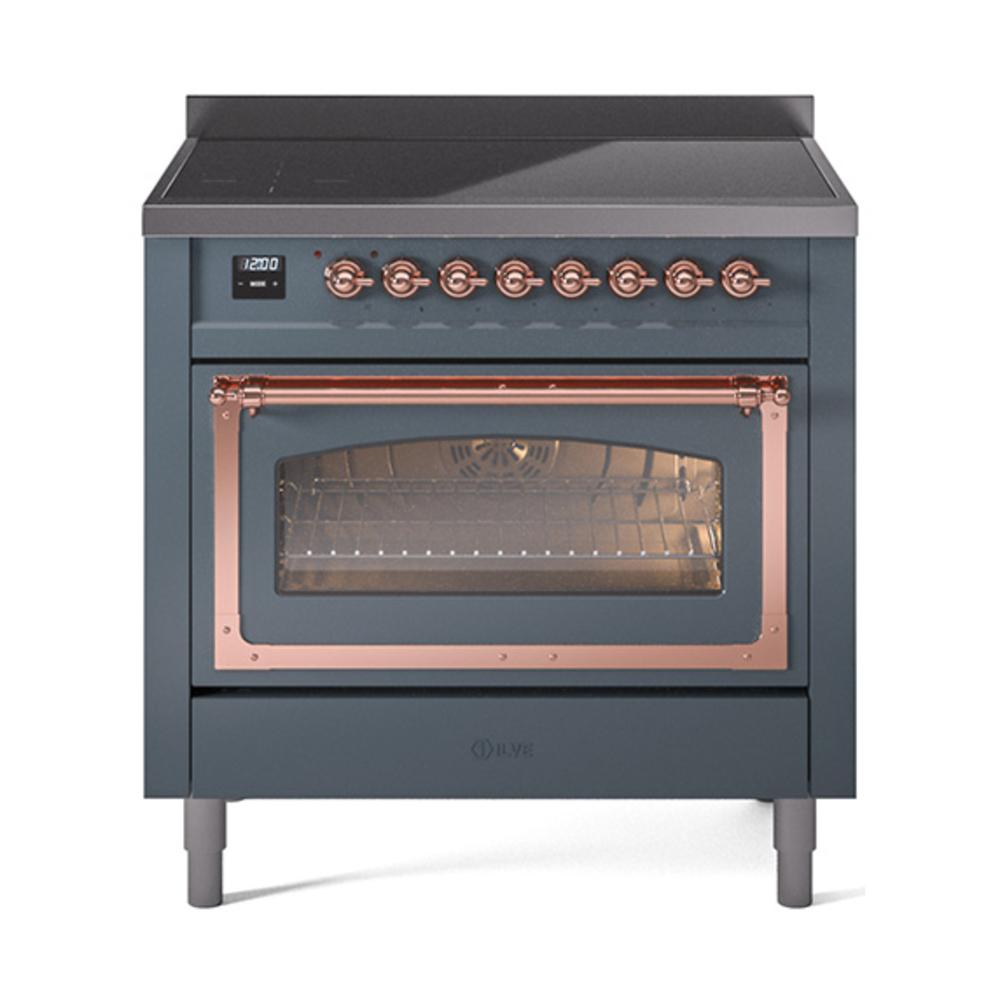 Ilve UNI366NMPBGP Ilve Uni366Nmpbgp Nostalgie Ii Noblesse 36" Induction Range (Triple Glass Door, Blue Grey, Copper)