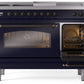 Ilve UP48FSNMPMBB Nostalgie Ii 48 Inch Dual Fuel Natural Gas Freestanding Range In Blue With Bronze Trim