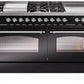 Ilve UP60FSNMPBKCLP Nostalgie Ii 60 Inch Dual Fuel Liquid Propane Freestanding Range In Glossy Black With Chrome Trim