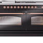 Ilve UP60FSNMPBKP Nostalgie Ii 60 Inch Dual Fuel Natural Gas Freestanding Range In Glossy Black With Copper Trim