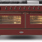 Ilve UM15FDNS3BUBLP Majestic Ii 60 Inch Dual Fuel Liquid Propane Freestanding Range In Burgundy With Bronze Trim