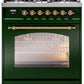 Ilve UP30NMPEGG Nostalgie Ii 30 Inch Dual Fuel Natural Gas Freestanding Range In Emerald Green With Brass Trim