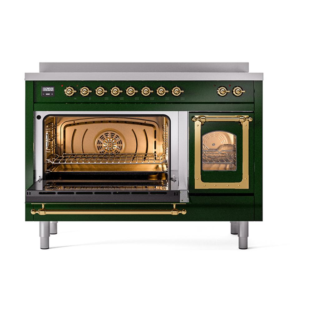 Ilve UNI486NMPEGG Ilve Uni486Nmpegg Nostalgie Ii Noblesse 48" Induction Range (Triple Glass Door, Emerald Green, Brass)