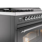 Ilve UP48FSNMPMGCLP Nostalgie Ii 48 Inch Dual Fuel Liquid Propane Freestanding Range In Matte Graphite With Chrome Trim