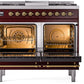 Ilve UPD40FNMPBUGLP Nostalgie Ii 40 Inch Dual Fuel Liquid Propane Freestanding Range In Burgundy With Brass Trim