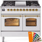 Ilve UPD40FNMPRAG Nostalgie Ii 40 Inch Dual Fuel Natural Gas Freestanding Range In Ral Custom Color With Brass Trim