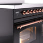 Ilve UPDI406NMPBKP Nostalgie Ii 40 Inch Electric Freestanding Range In Glossy Black With Copper Trim