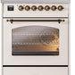 Ilve UP30NMPAWBLP Nostalgie Ii 30 Inch Dual Fuel Liquid Propane Freestanding Range In Antique White With Bronze Trim