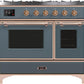 Ilve UMD10FDNS3BGPLP Majestic Ii 40 Inch Dual Fuel Liquid Propane Freestanding Range In Blue Grey With Copper Trim