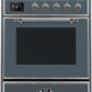 Ilve UMI30NE3BGC Majestic Ii 30 Inch Electric Freestanding Range In Blue Grey With Chrome Trim