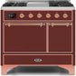 Ilve UMD10FDQNS3BUPLP Majestic Ii 40 Inch Dual Fuel Liquid Propane Freestanding Range In Burgundy With Copper Trim