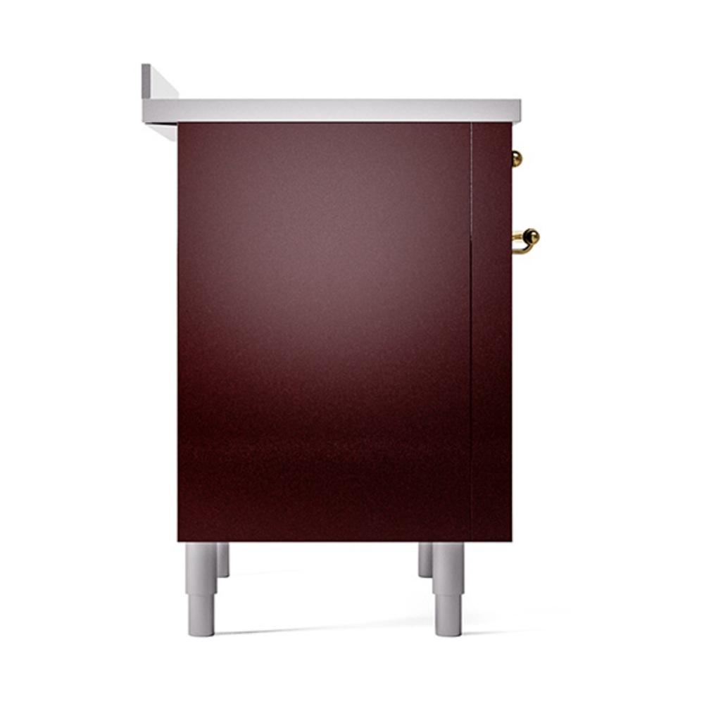 Ilve UNI366QNMPBUG Ilve Uni366Qnmpbug Nostalgie Ii Noblesse 36" Induction Range (Solid Door, Burgundy, Brass)