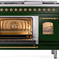 Ilve UP48FNMPEGGLP Nostalgie Ii 48 Inch Dual Fuel Liquid Propane Freestanding Range In Emerald Green With Brass Trim