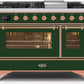 Ilve UM12FDNS3EGPLP Majestic Ii 48 Inch Dual Fuel Liquid Propane Freestanding Range In Emerald Green With Copper Trim