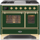 Ilve UMD10FDNS3EGG Majestic Ii 40 Inch Dual Fuel Natural Gas Freestanding Range In Emerald Green With Brass Trim