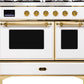 Ilve UMD10FDNS3WHG Majestic Ii 40 Inch Dual Fuel Natural Gas Freestanding Range In White With Brass Trim