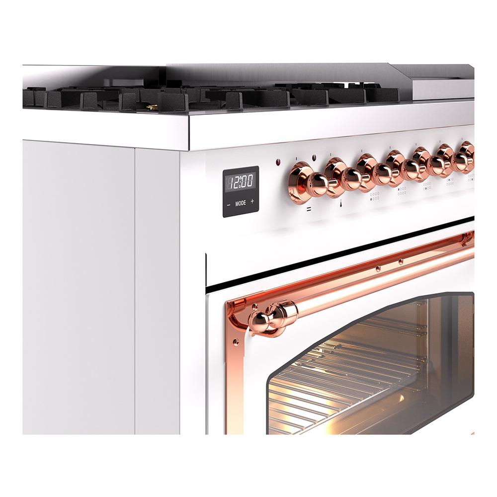 Ilve UN48FNMPRAPLP Ilve Un48Fnmpraplp Nostalgie Ii Noblesse 48" Dual Fuel Range (8 Sealed Burners + Griddle, Liquid Propane, Triple Glass Door, Ral, Copper)