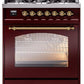 Ilve UP30NMPBUG Nostalgie Ii 30 Inch Dual Fuel Natural Gas Freestanding Range In Burgundy With Brass Trim