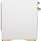 Ilve UMD10FDNS3WHGLP Majestic Ii 40 Inch Dual Fuel Liquid Propane Freestanding Range In White With Brass Trim