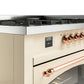 Ilve UP60FNMPAWPLP Nostalgie Ii 60 Inch Dual Fuel Liquid Propane Freestanding Range In Antique White With Copper Trim