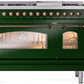 Ilve UP48FNMPEGB Nostalgie Ii 48 Inch Dual Fuel Natural Gas Freestanding Range In Emerald Green With Bronze Trim