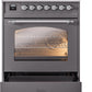 Ilve UP30NMPMGCLP Nostalgie Ii 30 Inch Dual Fuel Liquid Propane Freestanding Range In Matte Graphite With Chrome Trim