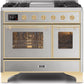 Ilve UMD10FDNS3SSG Majestic Ii 40 Inch Dual Fuel Natural Gas Freestanding Range In Stainless Steel With Brass Trim