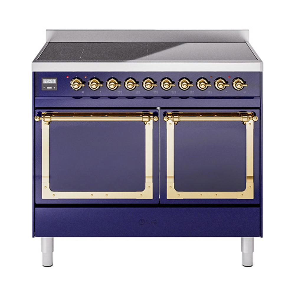 Ilve UNDI406QNMPMBG Ilve Undi406Qnmpmbg Nostalgie Ii Noblesse 40" Induction Range (Solid Door, Midnight Blue, Brass)