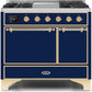 Ilve UMD10FDQNS3MBG Majestic Ii 40 Inch Dual Fuel Natural Gas Freestanding Range In Blue With Brass Trim