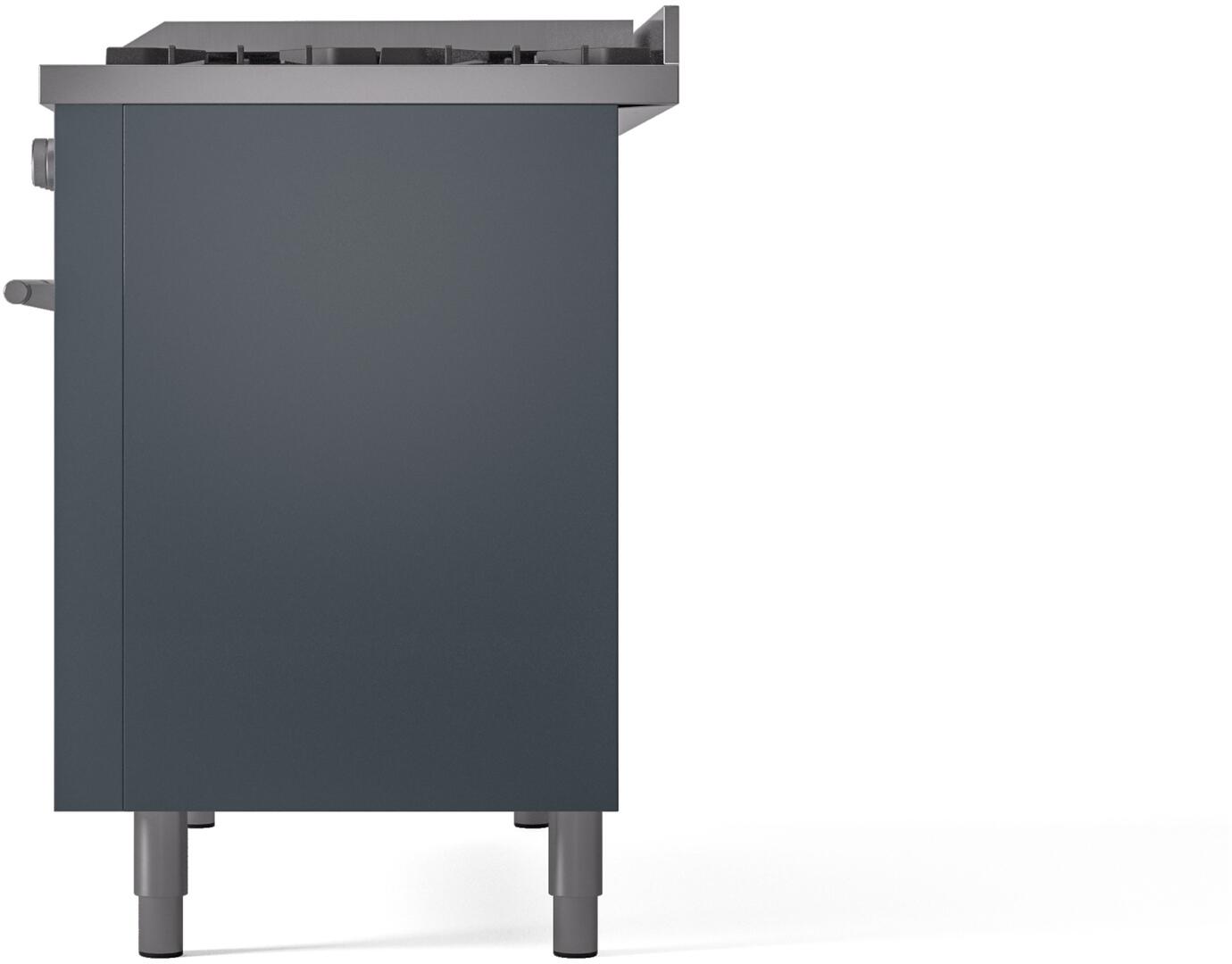 Ilve UP48FWMPBGLP Professional Plus Ii 48 Inch Dual Fuel Liquid Propane Freestanding Range In Blue Grey With Trim