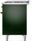 Ilve UP48FNMPEGGLP Nostalgie Ii 48 Inch Dual Fuel Liquid Propane Freestanding Range In Emerald Green With Brass Trim