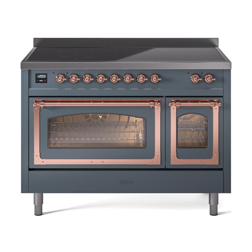 Ilve UNI486NMPBGP Ilve Uni486Nmpbgp Nostalgie Ii Noblesse 48" Induction Range (Triple Glass Door, Blue Grey, Copper)