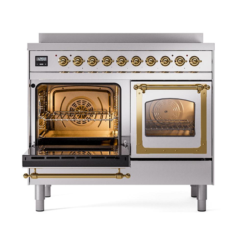 Ilve UNDI406NMPSSG Ilve Undi406Nmpssg Nostalgie Ii Noblesse 40" Induction Range (Triple Glass Door, Stainless Steel, Brass)