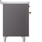 Ilve UPI486NMPMGG Nostalgie Ii 48 Inch Electric Freestanding Range In Matte Graphite With Brass Trim