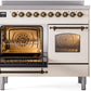 Ilve UPDI406NMPAWB Nostalgie Ii 40 Inch Electric Freestanding Range In Antique White With Bronze Trim