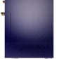 Ilve UPI486NMPMBG Nostalgie Ii 48 Inch Electric Freestanding Range In Blue With Brass Trim