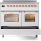 Ilve UPDI406NMPWHP Nostalgie Ii 40 Inch Electric Freestanding Range In White With Copper Trim