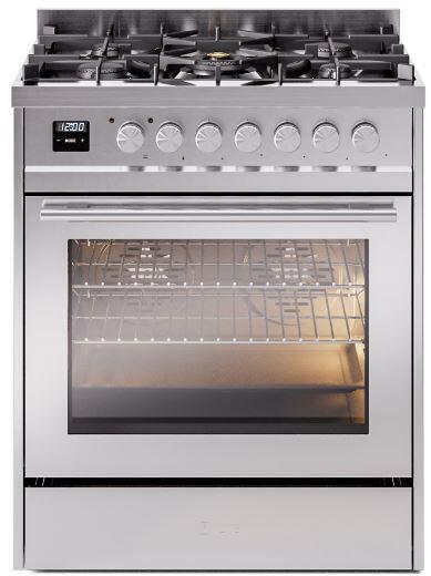 Ilve UP30WMPSS Professional Plus Ii 30 Inch Dual Fuel Natural Gas Freestanding Range In Stainless Steel With Trim