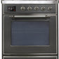 Ilve UM30DNE3MGCLP Majestic Ii 30 Inch Dual Fuel Liquid Propane Freestanding Range In Matte Graphite With Chrome Trim