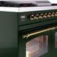 Ilve UPD40FNMPEGG Nostalgie Ii 40 Inch Dual Fuel Natural Gas Freestanding Range In Emerald Green With Brass Trim