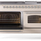 Ilve UP60FNMPAWC Nostalgie Ii 60 Inch Dual Fuel Natural Gas Freestanding Range In Antique White With Chrome Trim